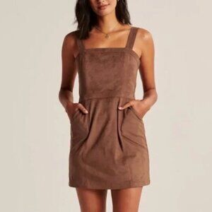 Abercrombie & Fitch Brown Suede-Look Pocket Mini Dress